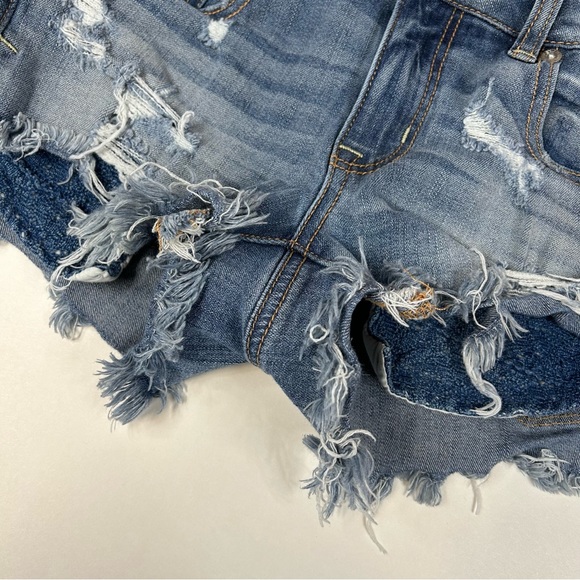 American Eagle Women’s 4 Shortie Shorts Jean Distressed 360 Super Stretch #2249 - Picture 4 of 8